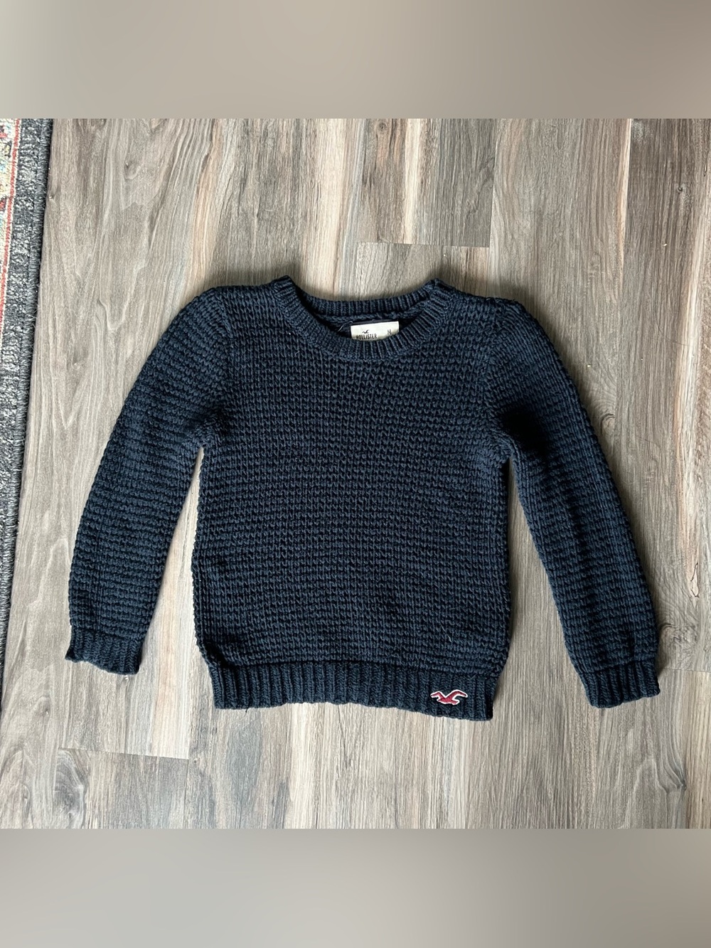Hollister Dark Navy Textured Crewneck Sweater